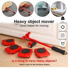 Furniture mover tool set in use moving a sofa