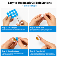 Cockroach gel bait station placed in kitchen cabinet corner